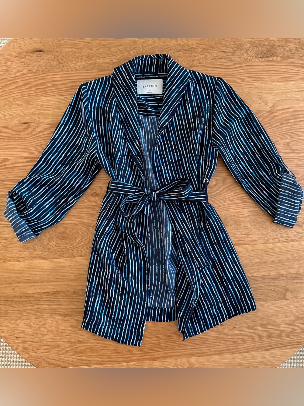 ARITZIA BABATON Kahlo Short Robe XS | Navy, White & Sky Stripe | Like New